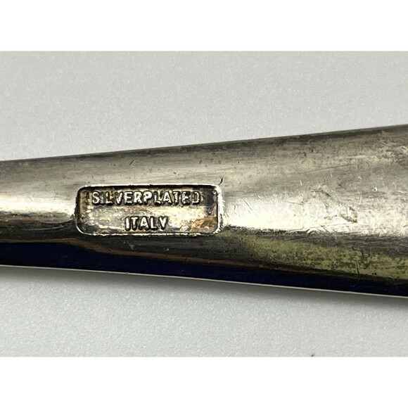 Vintage Italian Silverplated Serving Utensil Set Fork & Spoon 9" Made In Italy - Picture 6 of 6